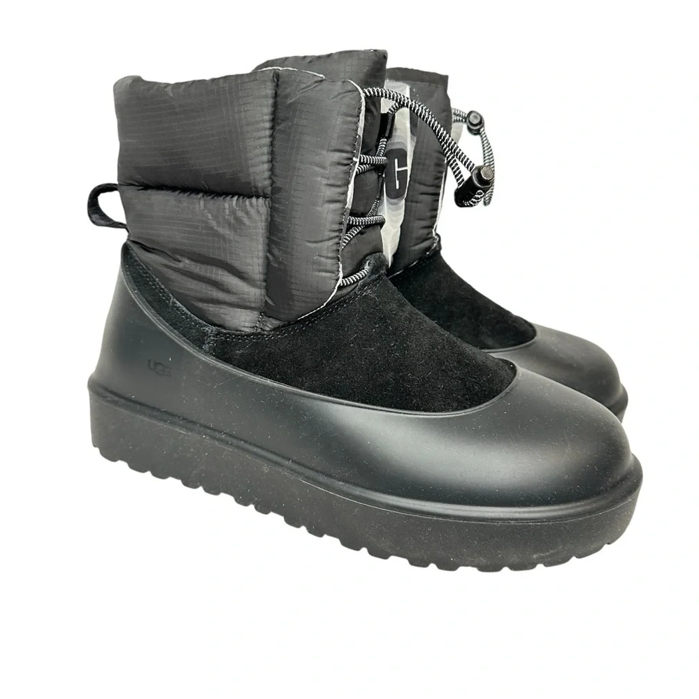 UGG CLASSIC MAXI TOGGLE BLACK LEATHER WATERPROOF WOMEN'S BOOTS SIZE 7
